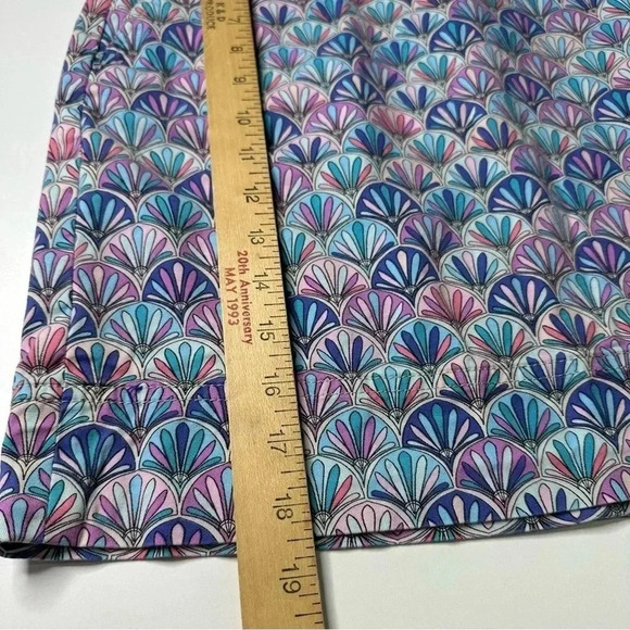 Talbots Women’s Geometric Skirt 4 Pink Blue Pencil Back Zipper Pockets Unlined - Picture 10 of 10